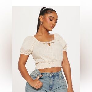 Aimee linen top khaki color